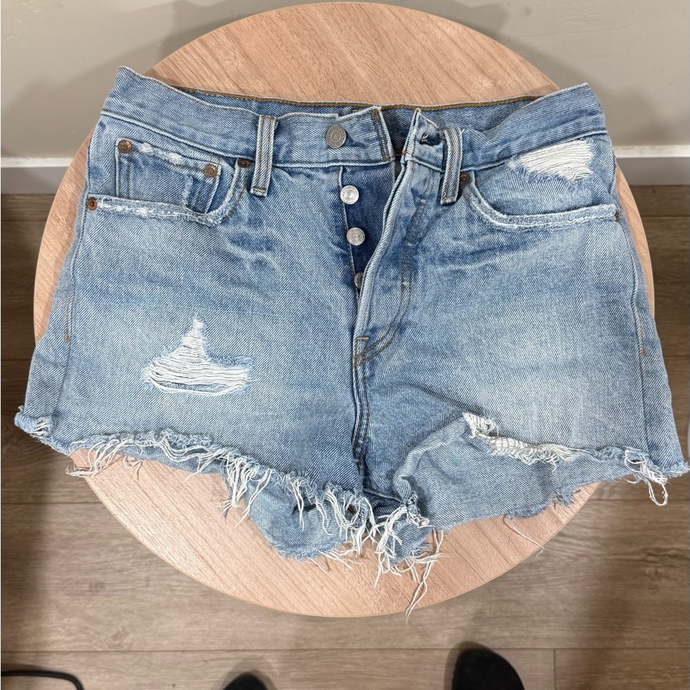 Levi's Light Blue High Waist Denim Shorts